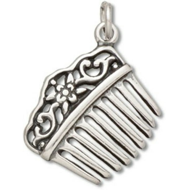 Sterling Silver Girls .8mm Box Chain 3D Ladies Hair Brush Pendant Necklace Sterling Silver Girls .8mm Box Chain 3D Ladies Hair Brush Pendant Necklace